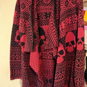 Red and Black Skull Patterned Sweater